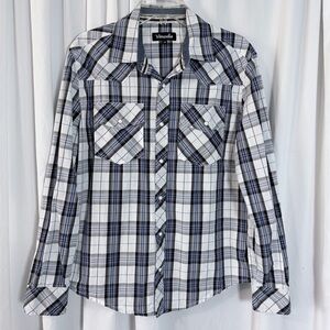 Venzulia Western Pearl Snap Plaid Button Up Shirt